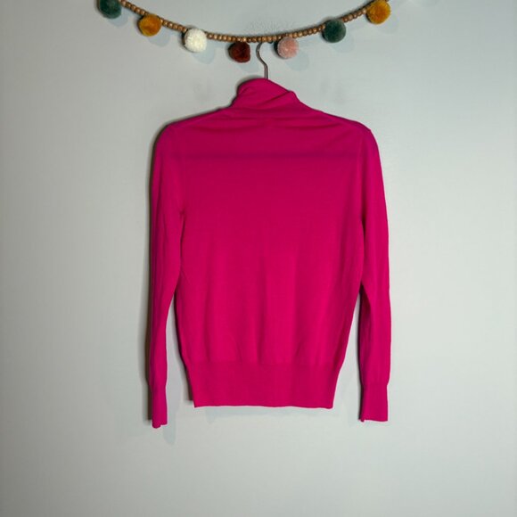 J. Crew merino wool blend hot pink turtleneck sweater - Picture 4 of 4